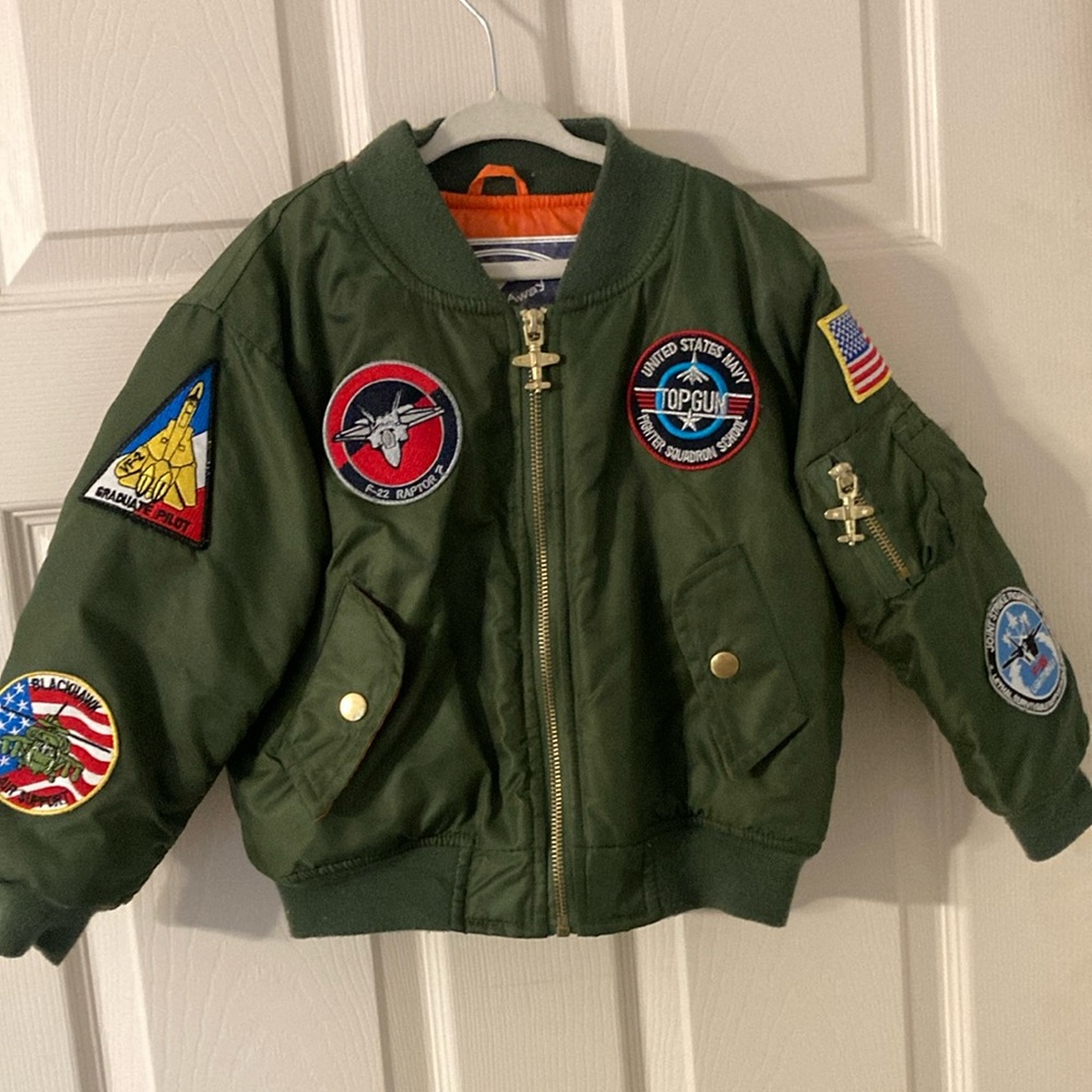 Kids Green Bomber Jacket with Patches